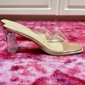 Clear Chunky Heel Mule Sandals